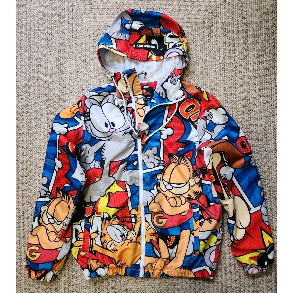 Members Only Garfield Nickelodeon Jacket Mens Small Windbreaker Full Zip